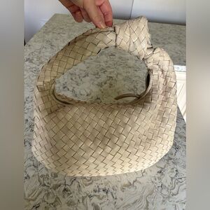 Elegant Woven Cream Hobo Bag